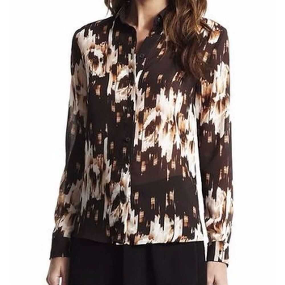 Derek Lam 4 DesigNation Rose Papaya Chiffon Dress Blouse